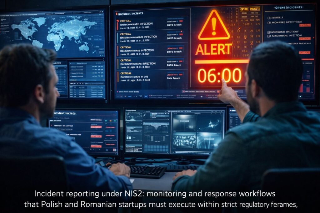 Cybersecurity professionals monitoring incident reporting workflows required under NIS2 regulations