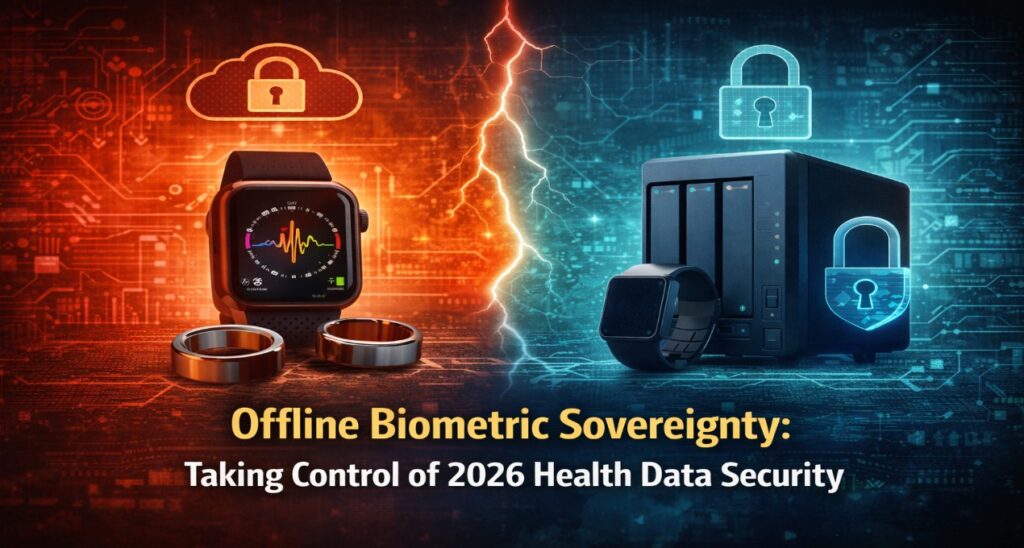 Offline health tracker architecture showing private biometric data flow without cloud dependency in 2026