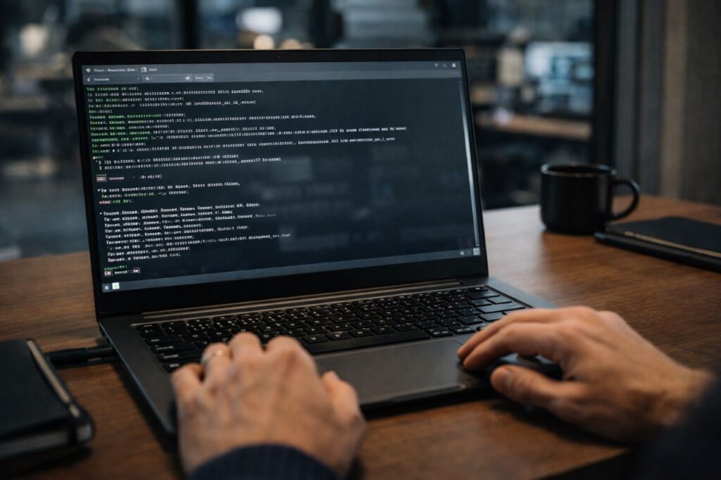 Windows laptop running a Linux subsystem terminal used for sand boxed AI code execution and security testing