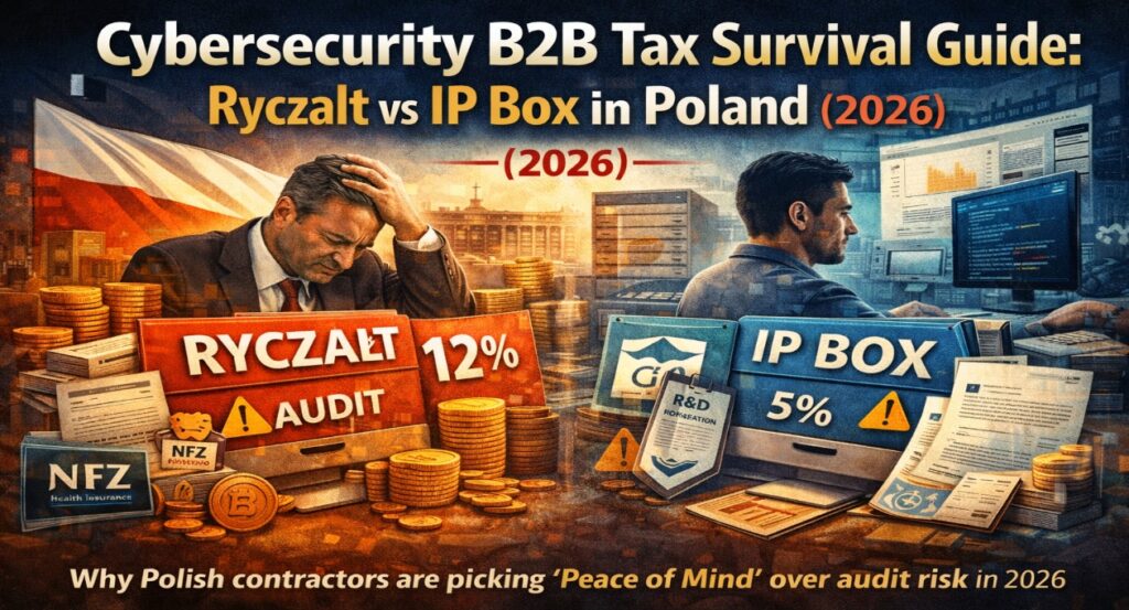 Cybersecurity B2B contractor in Poland weighing Ryczałt vs IP Box tax risk in 2026