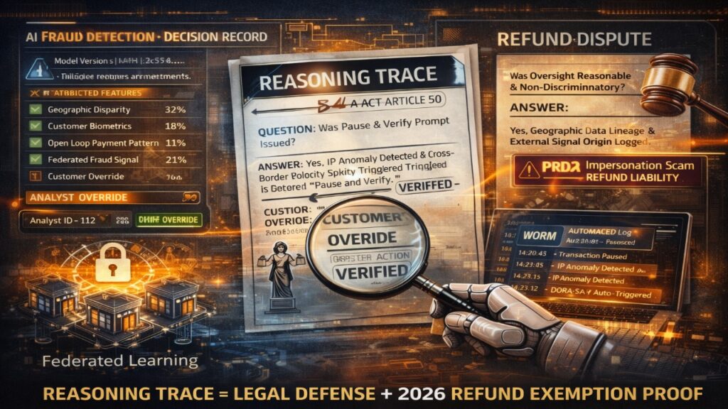 AI reasoning trace documentation used as legal defense under PSD3 impersonation scam refund liability rules