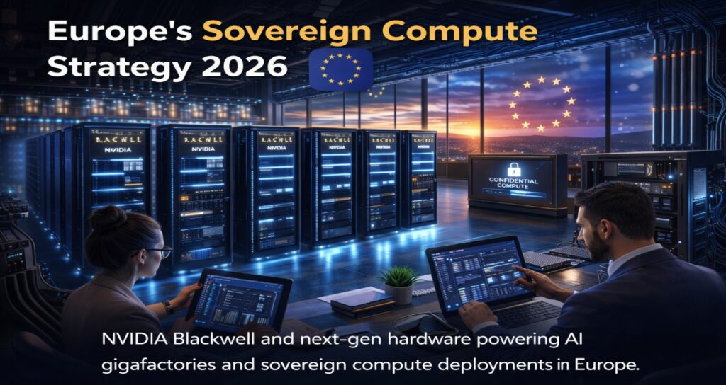 engineers managing Blackwell GPU clusters in European AI data center with confidential computing