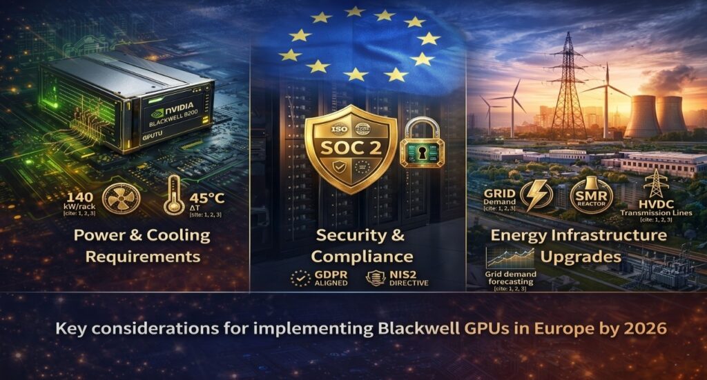 Blackwell GPU power cooling compliance and energy infrastructure requirements Europe 2026