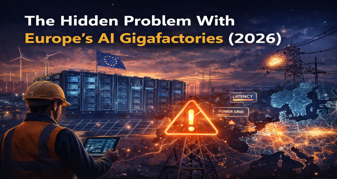 hidden problem with Europe AI gigafactories in 2026 showing power grid crisis and latency challenges